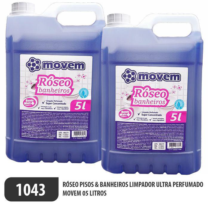1043-PP-Q2 - Limpador Perfumado Róseo Pisos e Banheiros 05 Litros